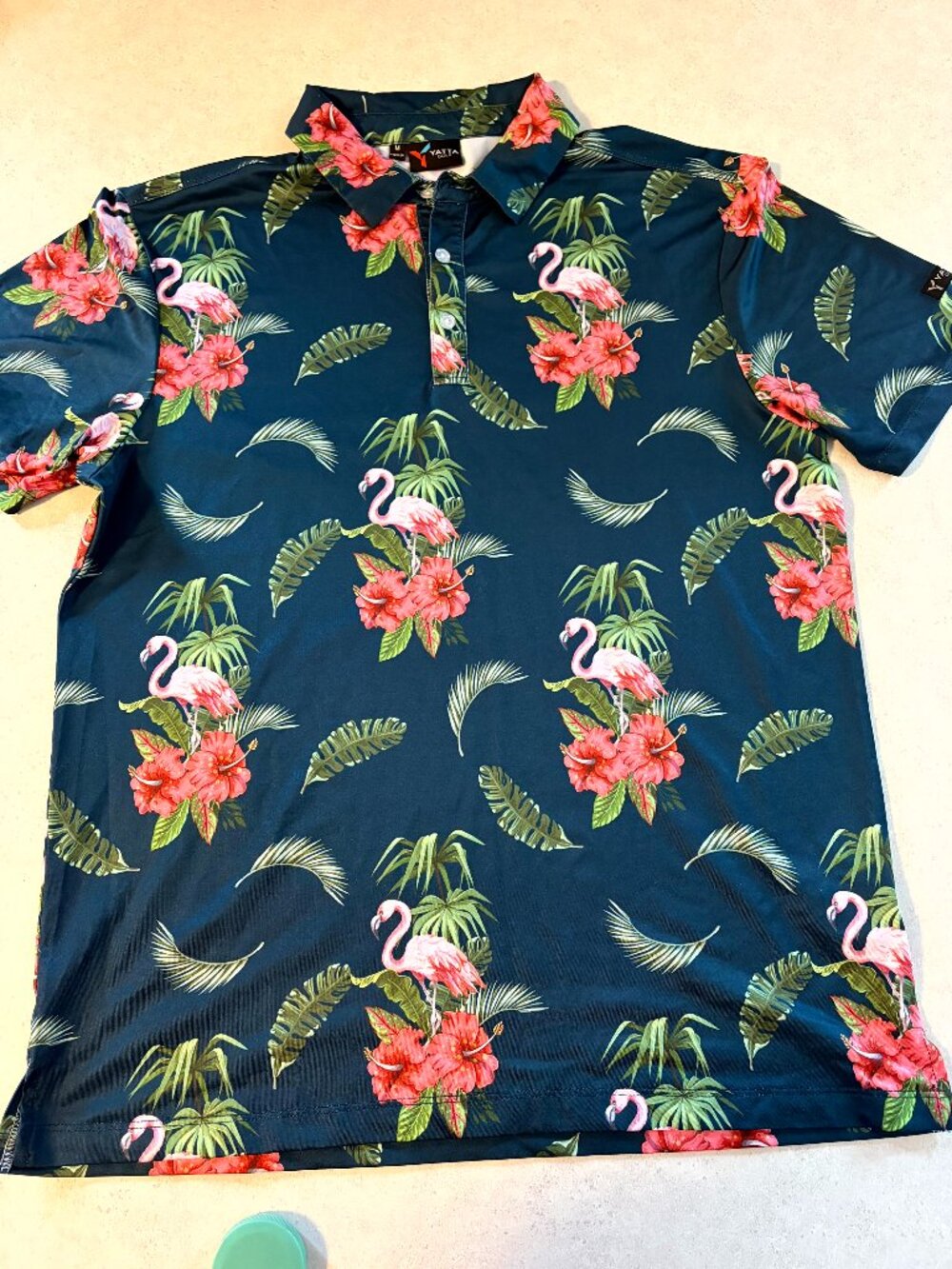 Yatta Golf Floral Jungle Hibiscus Tropical Golf Polo Shirt Men's Size Medium